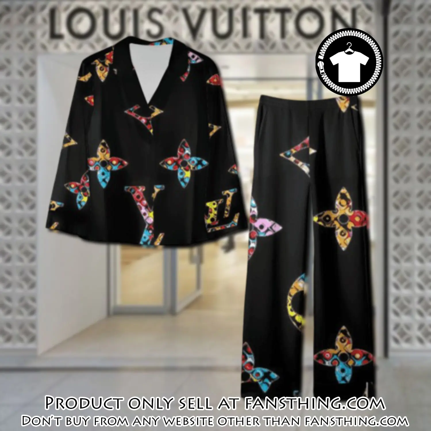 Trending luxury lv satin pajama set pjs1074 fst0714771